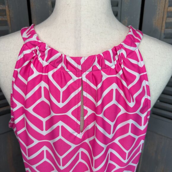 Jude Connally Lisa Jude Cloth Halter Keyhole Dress Sail Geo Sz L - Picture 12 of 14